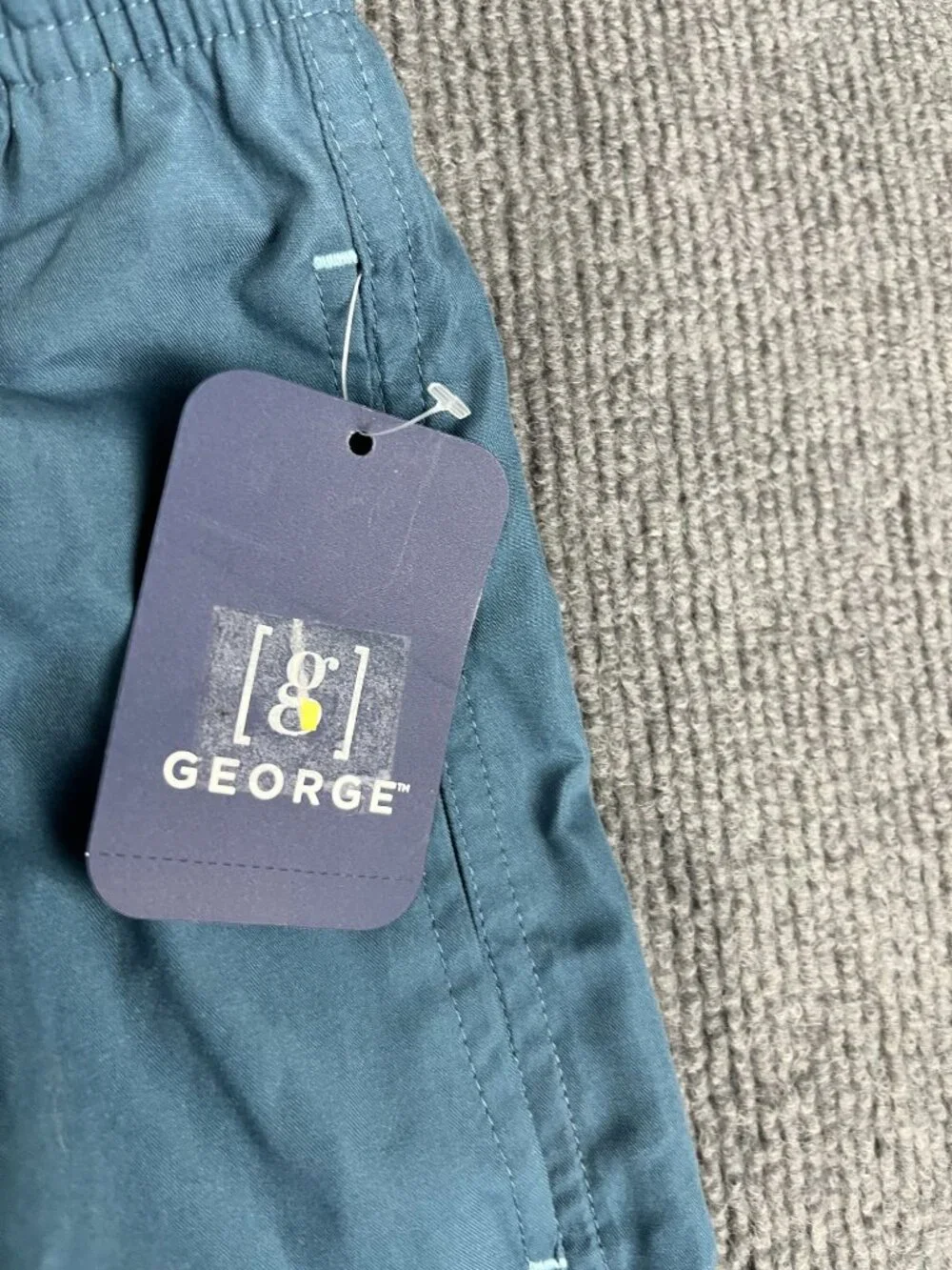George Mens Blue Colorblock Elastic Waist Swim Trunks XL 40-42 NWT